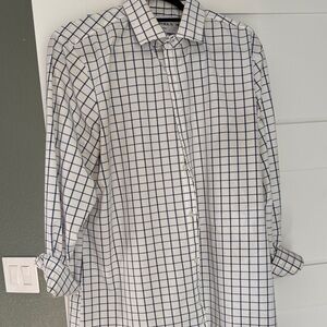 Mizzen+Main Blue and White Checkered Dress Shirt
